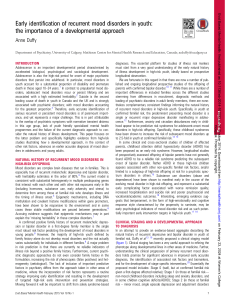 Early Identification of Mood Disorders in Youth