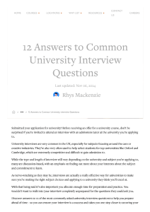 University Interview Questions: 12 Answers