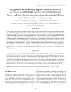 Recuperación de Aceite de Palma con Vibraciones Mecánicas