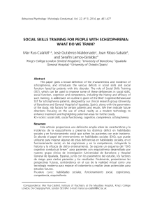 Social Skills Training for Schizophrenia: What to Train?