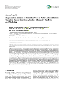 Bone Char Regeneration for Water Defluoridation