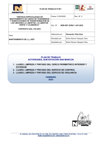 Plan de Trabajo Mantenimiento Subestación San Marcos