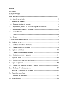 Índice sobre Contratos: Definición, Clasificación y Efectos