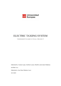 Electric Taxiing System: Thermodynamics Project