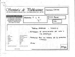 Theory & Analysis Course Material: Althusser, Macherey