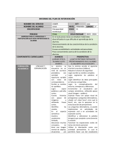 Informe Plan Intervención Alumno Discapacidad Intelectual 3er Grado