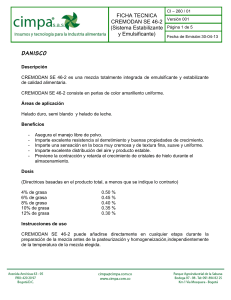 CREMODAN SE 46-2: Ficha Técnica de Estabilizante y Emulsificante