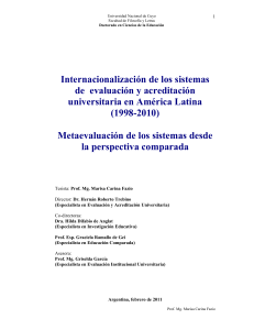 Tesis Doctoral: Internacionalización y Evaluación Universitaria