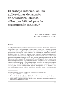 Trabajo informal y sindicalización en Querétaro, México