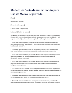 Modelo Carta Autorización Uso Marca Registrada