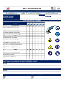 Inspección Preuso Amoladora: Formulario de Seguridad