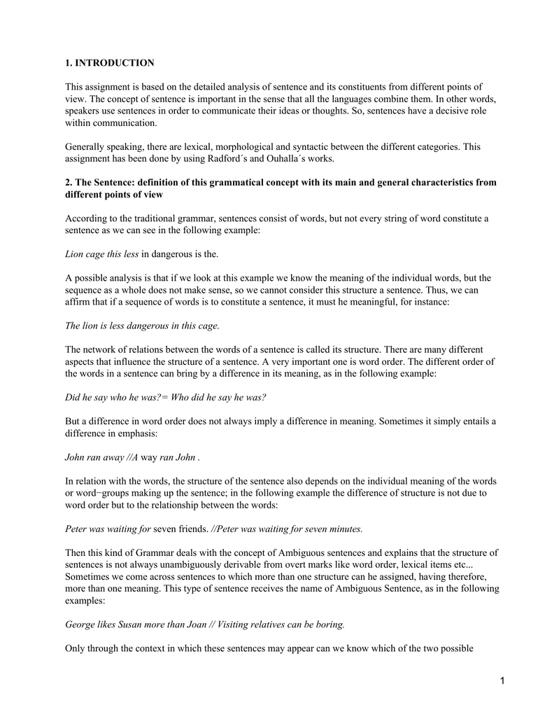 Analysis Of Sentence