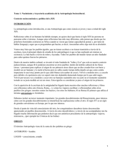 Tema 1: Nacimiento y trayectoria académica de la Antropología Sociocultural.