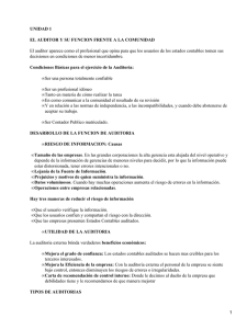 UNIDAD 1 EL AUDITOR Y SU FUNCION FRENTE A LA COMUNIDAD