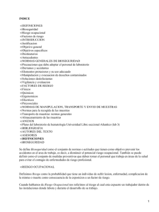 INDICE DEFINICIONES Bioseguridad Riesgo ocupacional