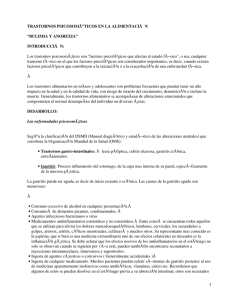 TRASTORNOS PSICOSOMÃ”TICOS EN LA ALIMENTACIÃ N “BULIMIA Y ANOREXIA” INTRODUCCIÃ N: