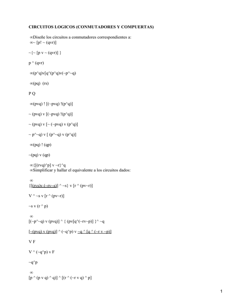 Circuitos Logicos Conmutadores Y Compuertas P Qvr