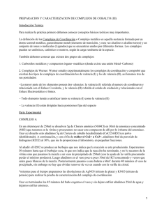 PREPARACION Y CARACTERIZACION DE COMPLEJOS DE COBALTO (III) Introducción Teórica