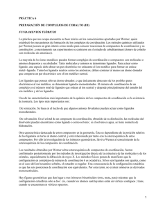 PRÁCTICA 6 PREPARACIÓN DE COMPLEJOS DE COBALTO (III) FUNDAMENTOS TEÓRICOS
