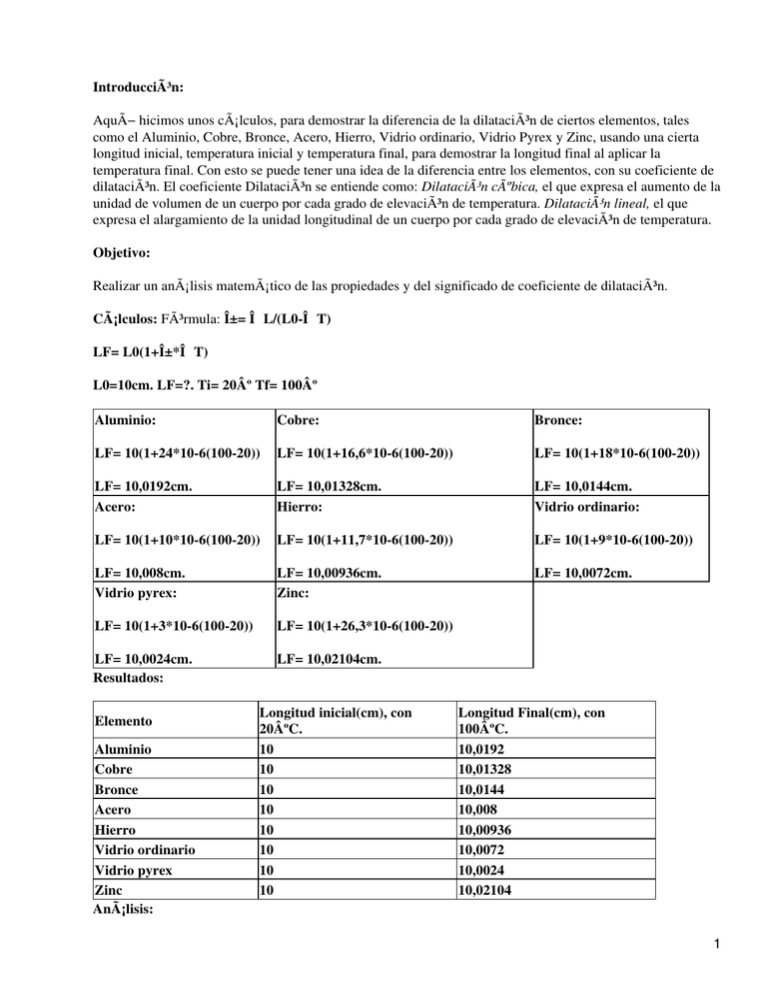 Coeficiente De Dilataci n