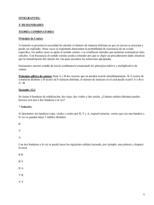 INTEGRANTES: 2º HUMANIDADES TEORÍA COMBINATORIA Principio de Conteo