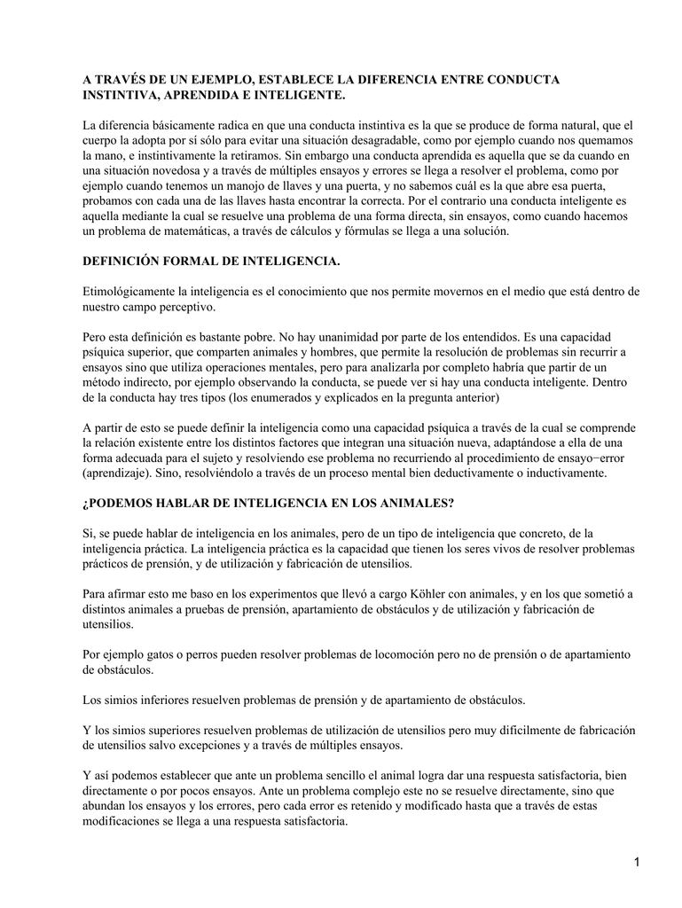 Distinção Entre Ação Instintiva E Ação Inteligente
