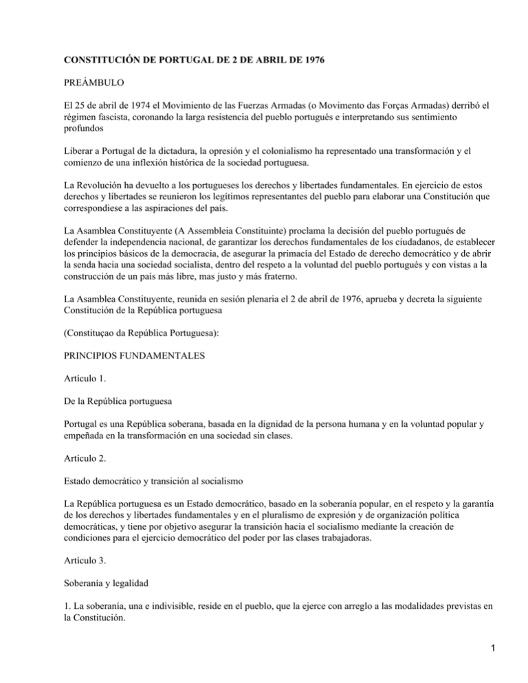 Constitución de Portugal de 1976