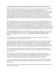 ANÁLISIS COMPARADO ENTRE EL PODER LEGISLATIVO EN LA CONSTIT. DE... En el año 1833, tras la muerte de Fernando VII,...