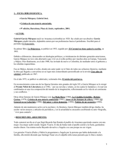 1.− FICHA BIBLIOGRÁFICA. García Márquez, Gabriel José. Crónica de una muerte anunciada.