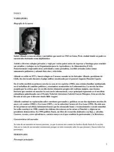 ÍNDICE NARRADORA Isabel Allende es una novelista y periodista que nació en... Biografía de la autora
