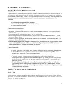 PARTE GENERAL DE DERECHO CIVIL Tema 22:−/ El patrimonio. Patrimonio empresarial.