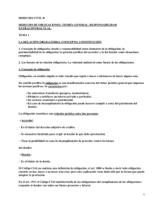 DERECHO CIVIL II DERECHO DE OBLIGACIONES. TEOR&Iacute;A GENERAL. RESPONSABILIDAD EXTRACONTRACTUAL. TEMA 1