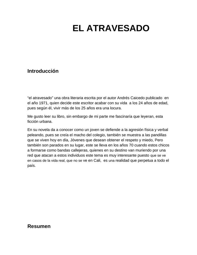 Descargar El Atravesado Andres Caicedo Pdf