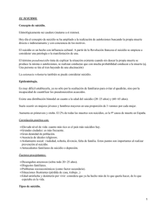 EL SUICIDIO. Concepto de suicidio. Etimológicamente sui caedere (matarse a sí mismo).