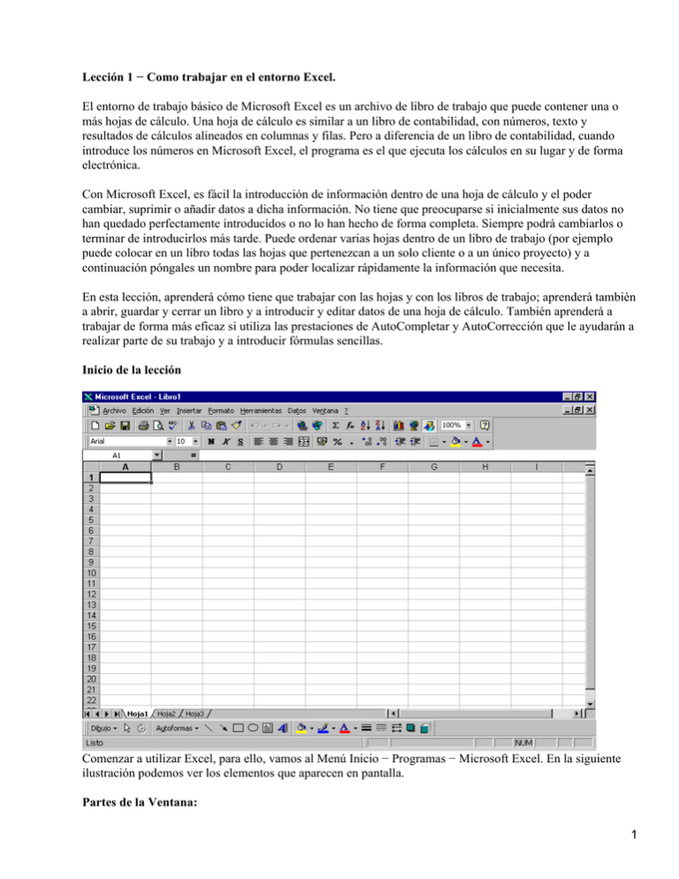 Lecci N Como Trabajar En El Entorno Excel