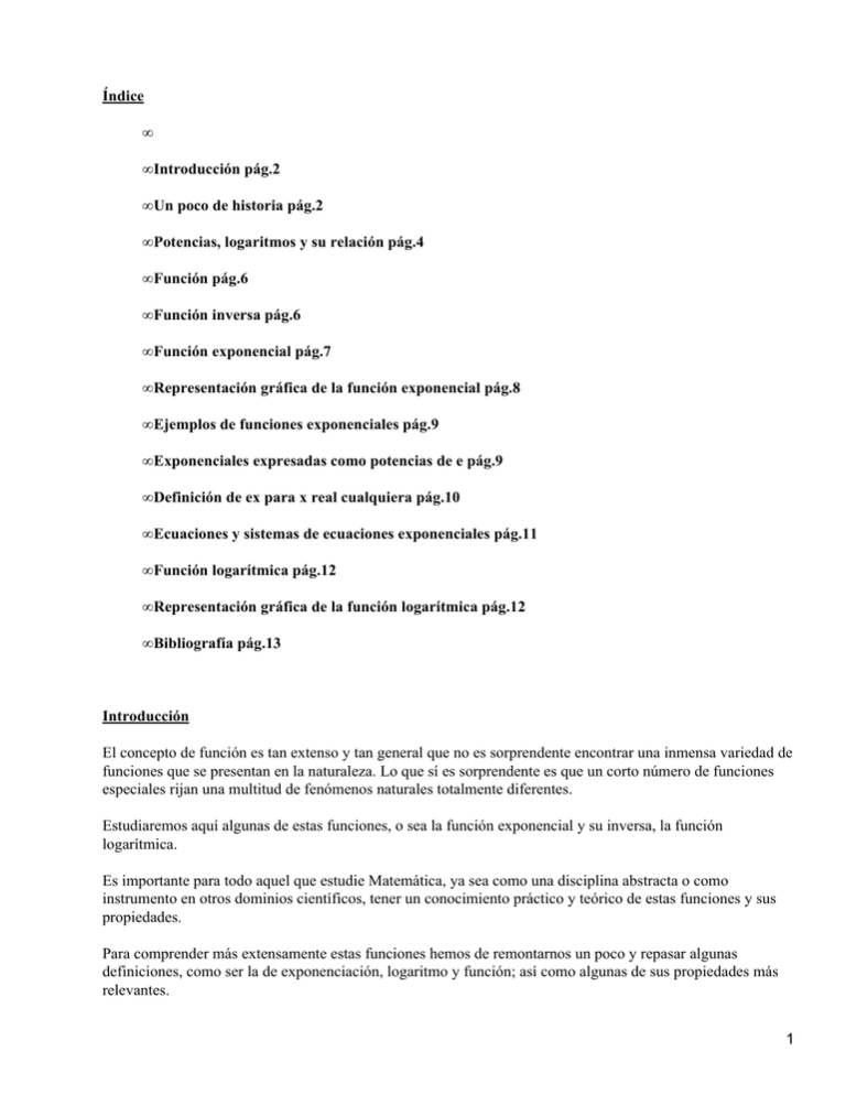 Función logarítmica y exponencial