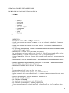 GUIA PARA EXAMEN EXTRAORDINARIO MATEMATICAS III (GEOMETRÍA ANALÍTICA) TEÓRIA EJERCICIOS