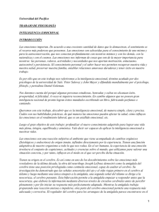 Universidad del Pac&iacute;fico TRABAJO DE PSICOLOG&Iacute;A INTELIGENCIA EMOCIONAL INTRODUCCI&Oacute;N