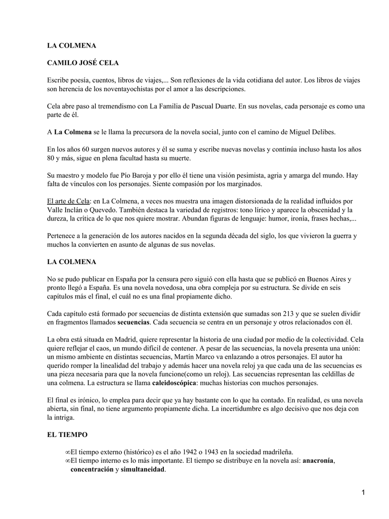 La Colmena Camilo Jose Cela
