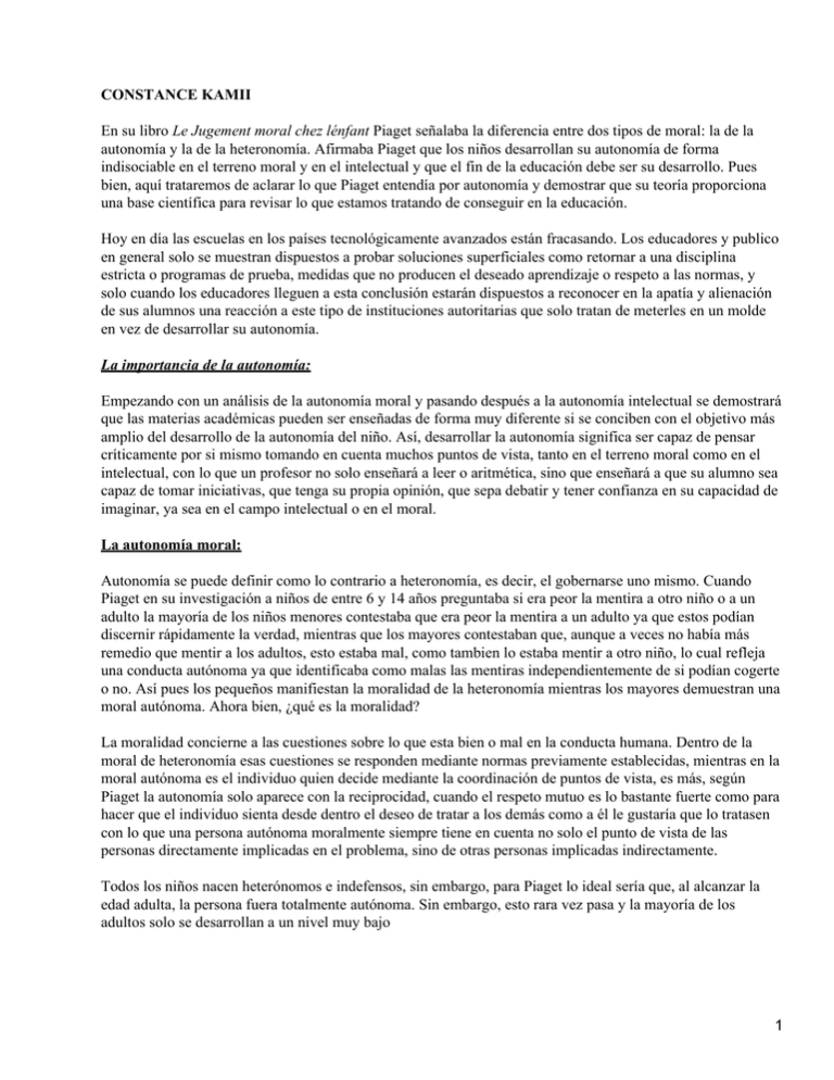 Le jugement moral chez l'enfant; Jean Piaget