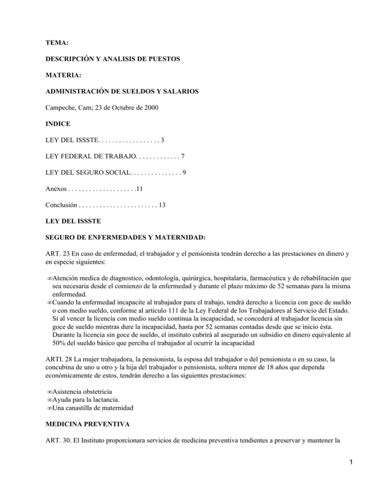 Ley Del Instituto De Seguridad Y Servicios Sociales De Los Trabajadores ...