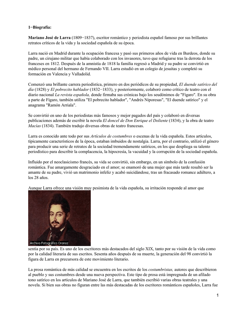 1 Biografia Mariano Jose De Larra