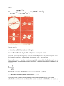 Tarea 4: Mecánica cuantica 1.− Naturaleza dual del electrón (Louis De Broglie)