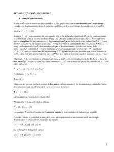 MOVIMIENTO ARMÃ NICO SIMPLE Conceptos fundamentales T =— T = — = —