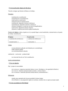 · Tº de la motivación−higiene de Herzberg Principios satisfacción no satisfacción