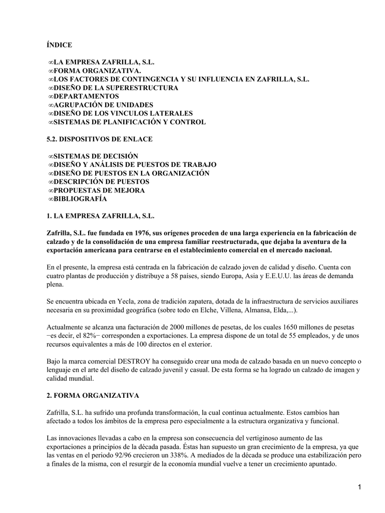Organización de empresas: Zafrilla Organización de empresas: Zafrilla
