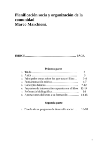 Planificación socia y organización de la comunidad; Marco Marchioni