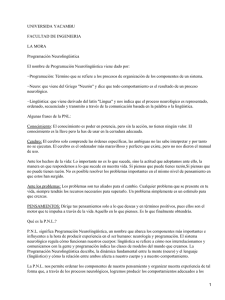 UNIVERSIDA YACAMBU FACULTAD DE INGENIERIA LA MORA Programación Neurolingüistica