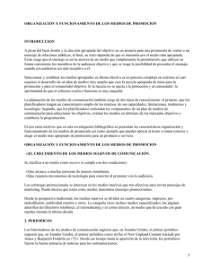 ORGANIZACIÓN Y FUNCIONAMIENTO DE LOS MEDIOS DE PROMOCION INTRODUCCION