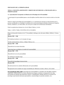 PSICOLOGÍA DE LA PERSONALIDAD PERSONALIDAD